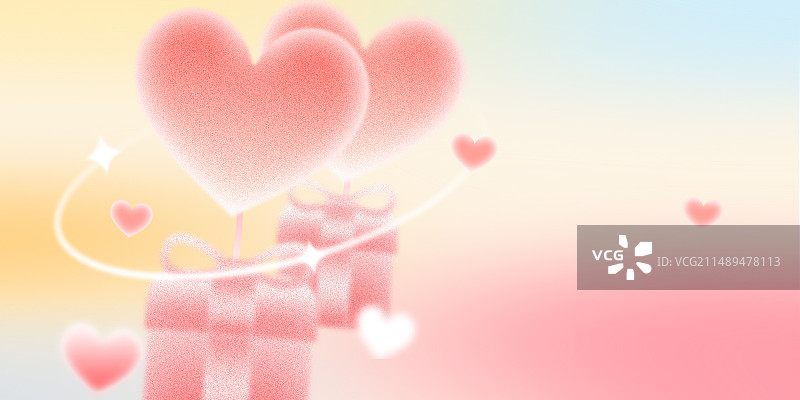 520情人节弥散风横版插画图片素材