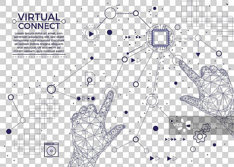 未来机器人虚拟连接概念图片素材