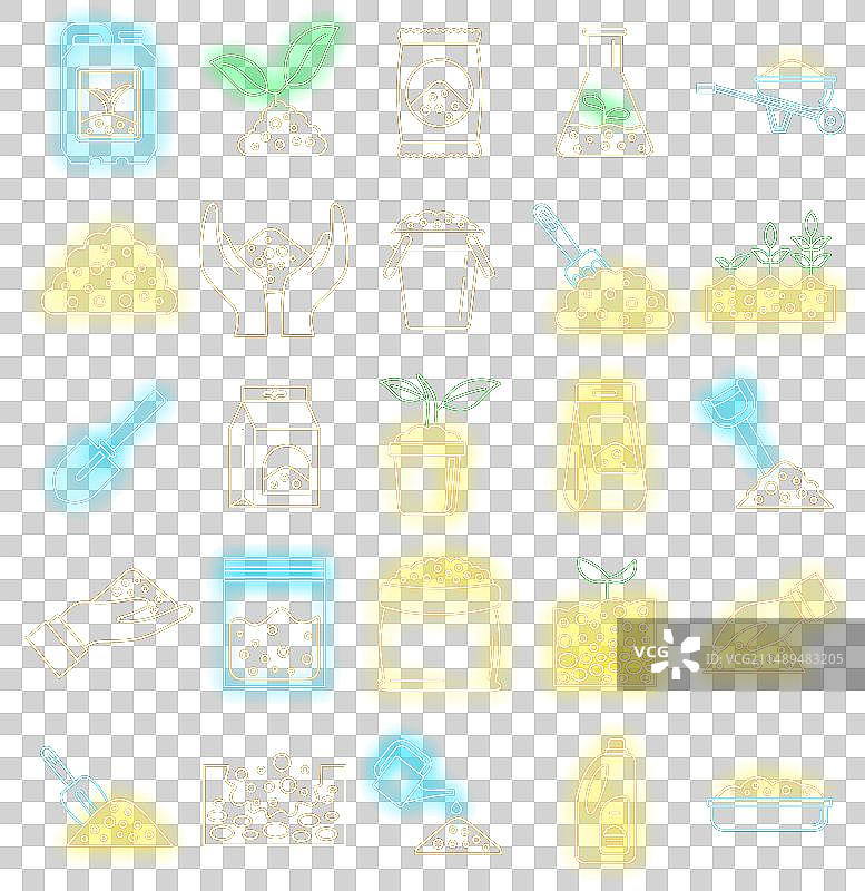 土壤地面图标霓虹灯套装图片素材