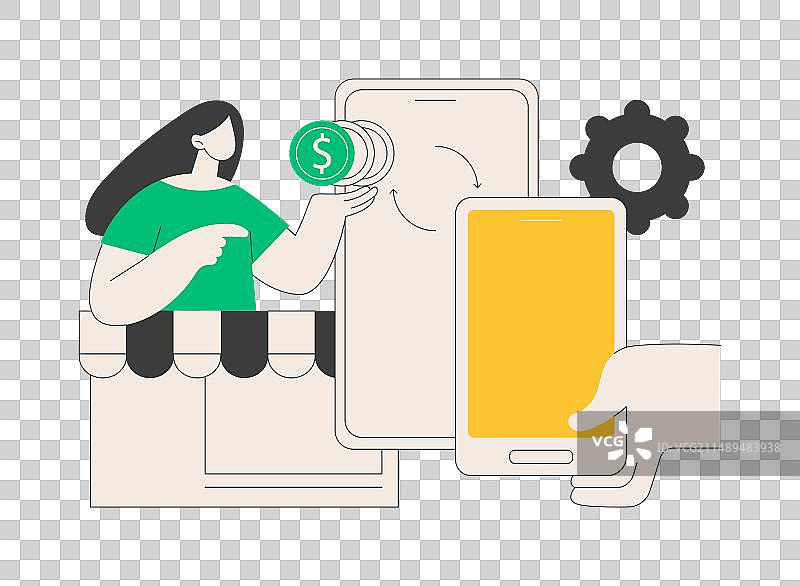 手机设备以旧换新抽象概念图片素材