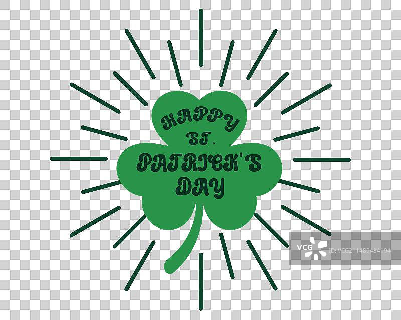 圣帕特里克节复古风格徽章叶子图片素材