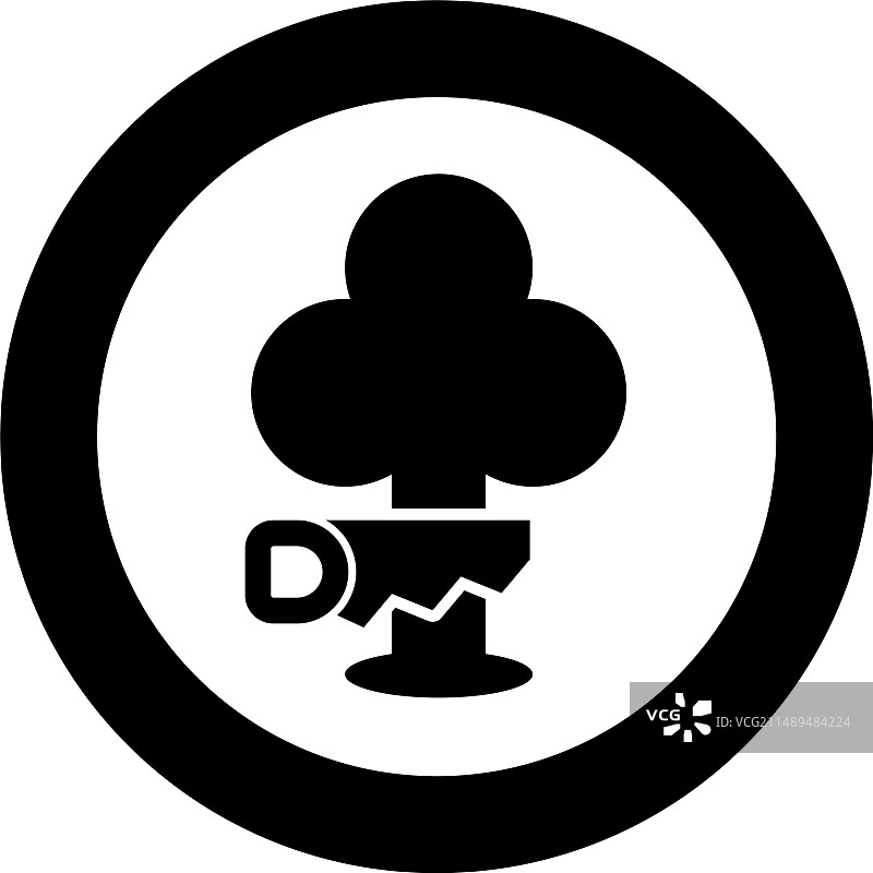 黑色圆圈中的锯切树木图标图片素材