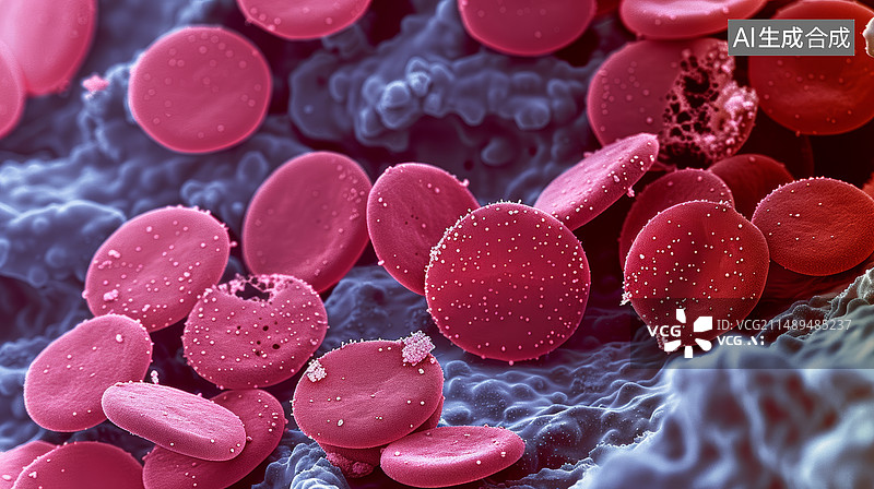 【AI数字艺术】三维红细胞医学特写图图片素材
