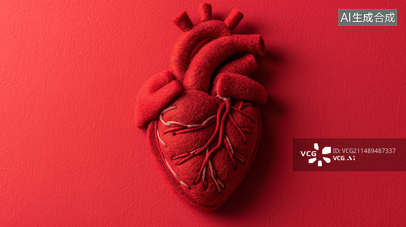 【AI数字艺术】心脏红色背景图片素材