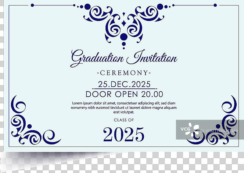带装饰模板的毕业邀请函图片素材
