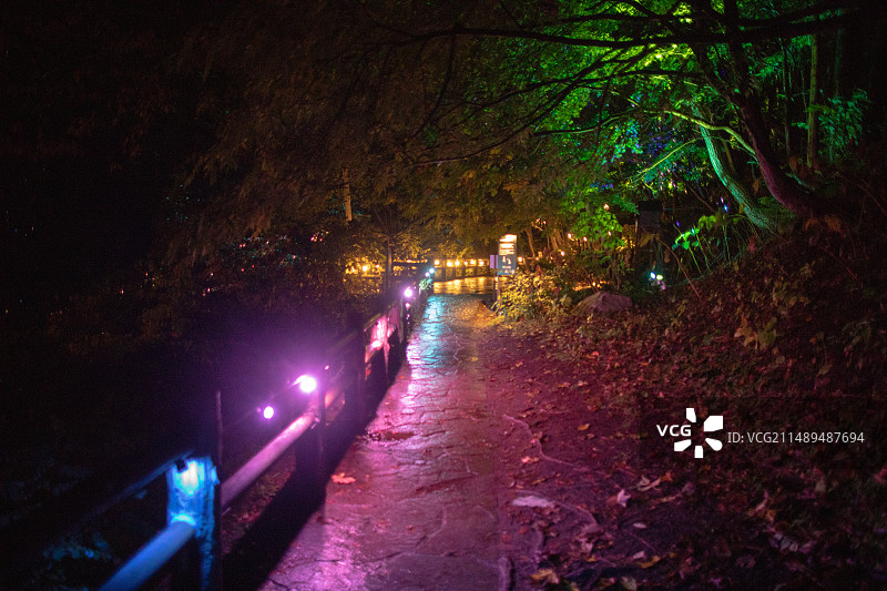 亚洲日本北海道札幌定山溪的夜晚景色图片素材