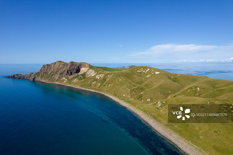 亚洲日本北海道礼文岛的航拍风光图片素材
