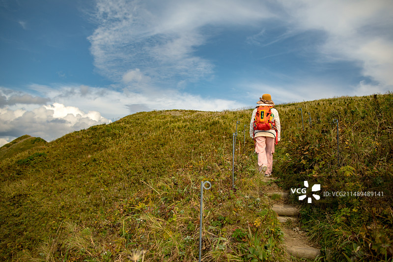 亚洲日本北海道礼文岛的桃岩徒步道图片素材