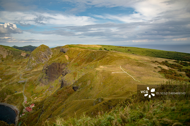亚洲日本北海道礼文岛的桃岩徒步道图片素材