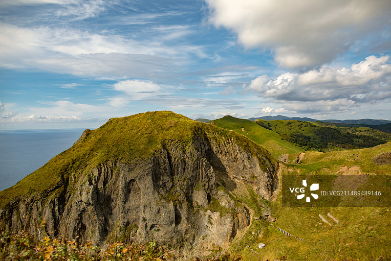 亚洲日本北海道礼文岛的桃岩徒步道图片素材
