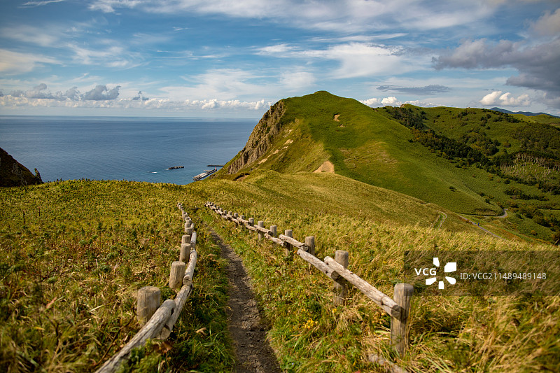 亚洲日本北海道礼文岛的桃岩徒步道图片素材