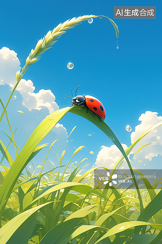 【AI数字艺术】3D卡通的七星瓢虫特写图片素材