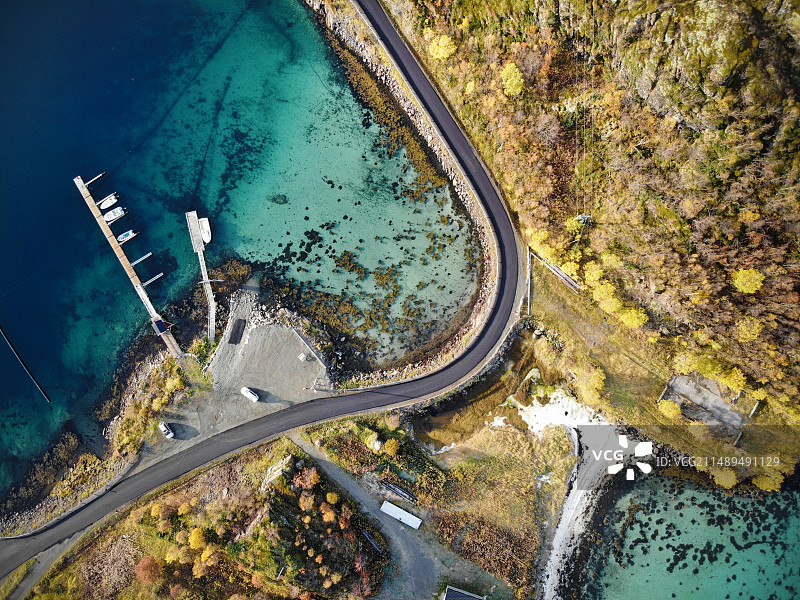 北欧挪威北极圈内的航拍风光图片素材