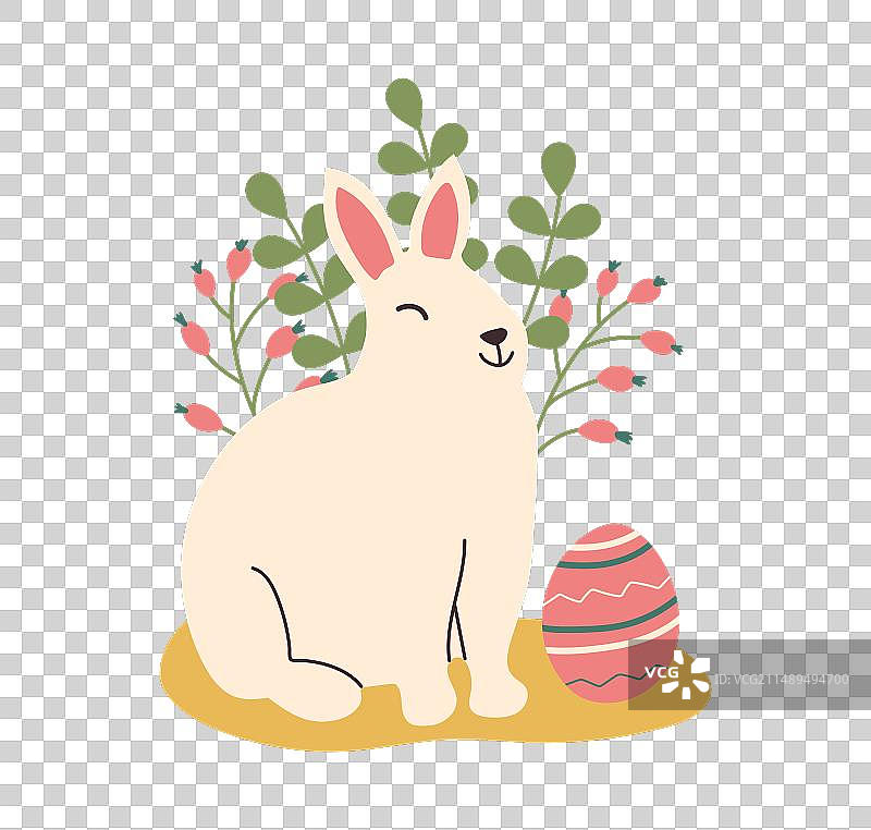 可爱睡兔与彩色复活节彩蛋图片素材