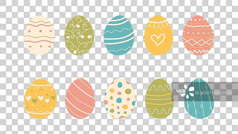 手绘彩色复活节彩蛋涂鸦合集图片素材