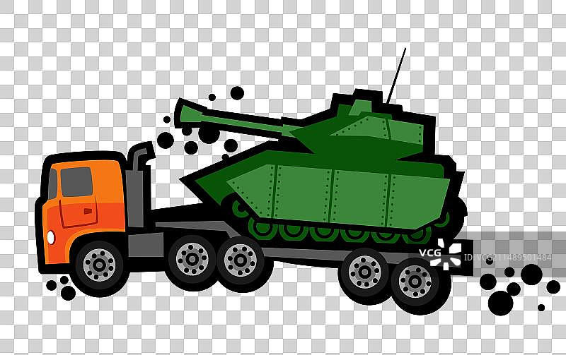 半挂卡车运输步兵战车图片素材