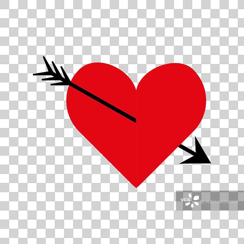 被黑色箭刺穿的红色爱心图片素材