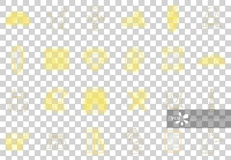 霓虹埃及旅游图标集图片素材