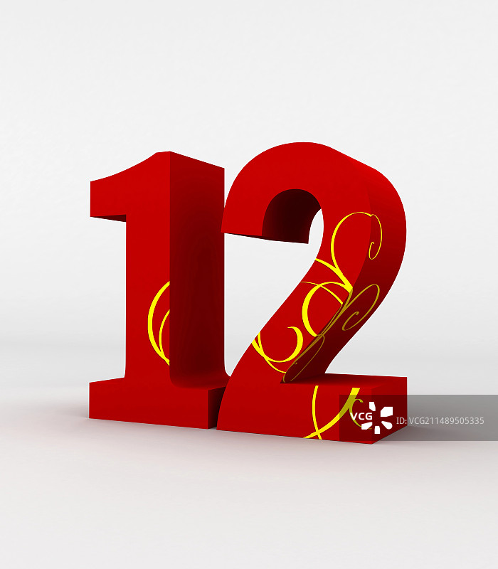 带有花纹装饰的立体数字12图片素材