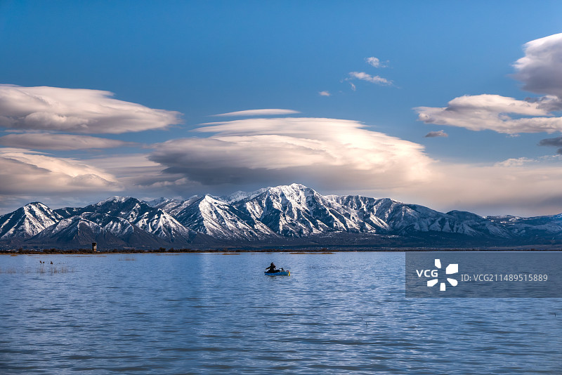 独钓犹他湖图片素材