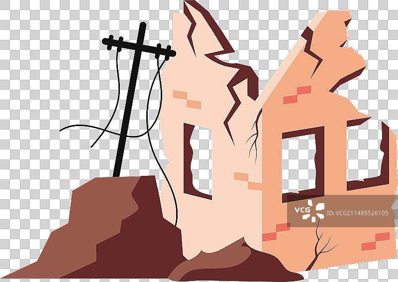 地震损坏房屋孤立图图片素材