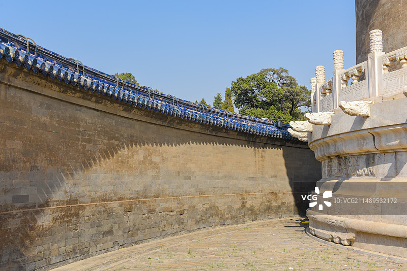 北京天坛回音壁景点光影图片素材