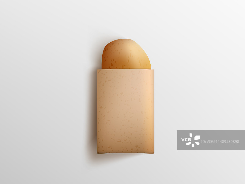 棕色牛皮纸袋中的3D新鲜面包图片素材
