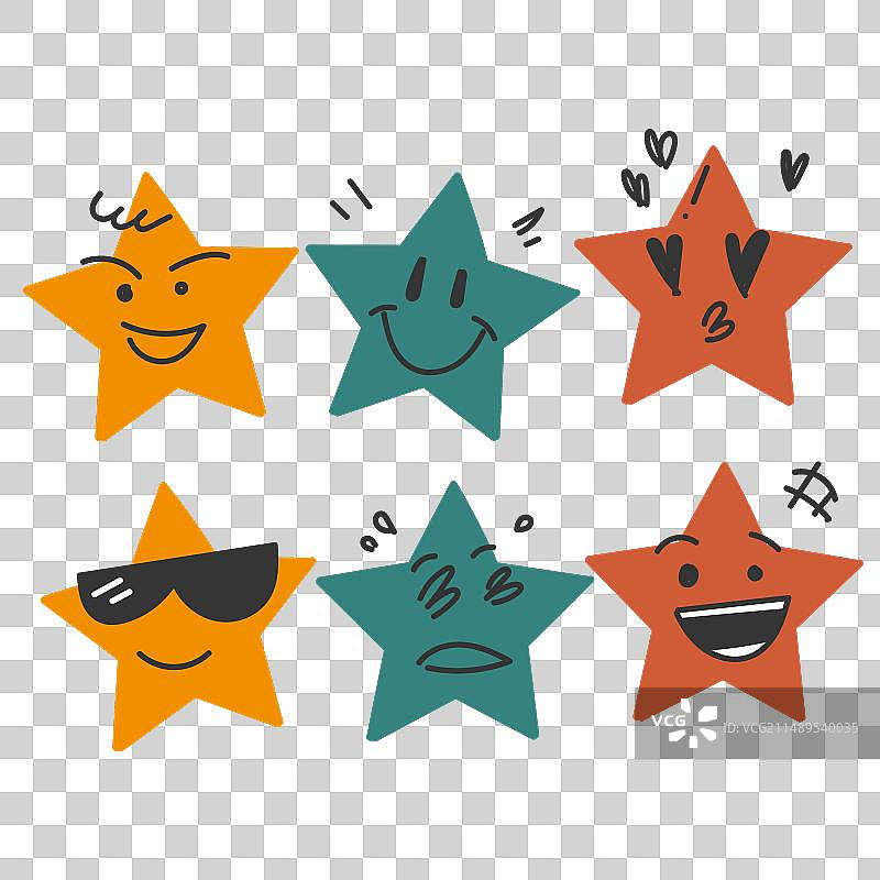 手绘涂鸦星星手势角色图片素材