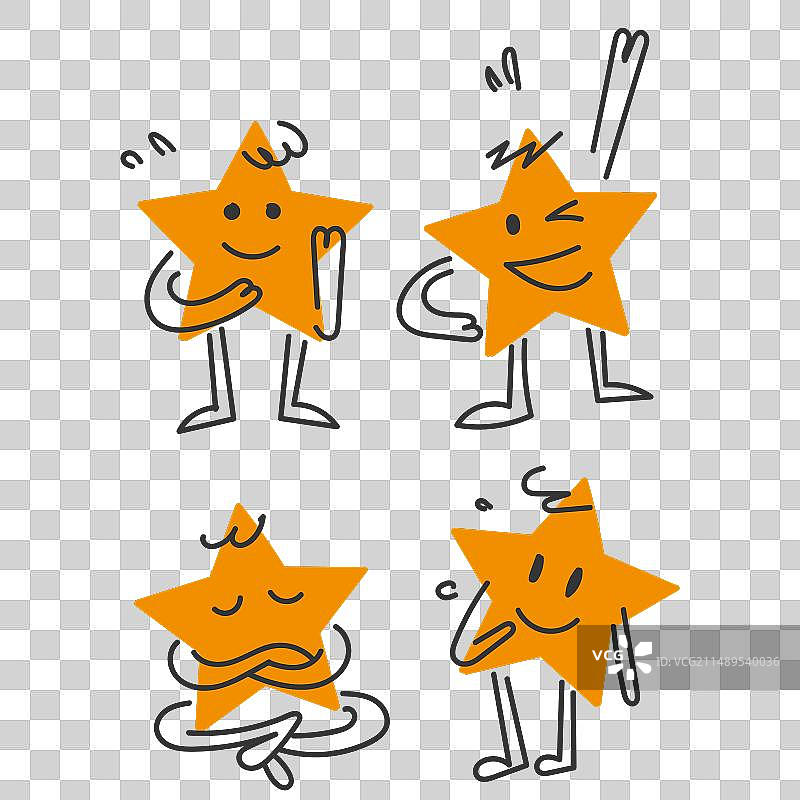 手绘涂鸦星星手势角色图片素材