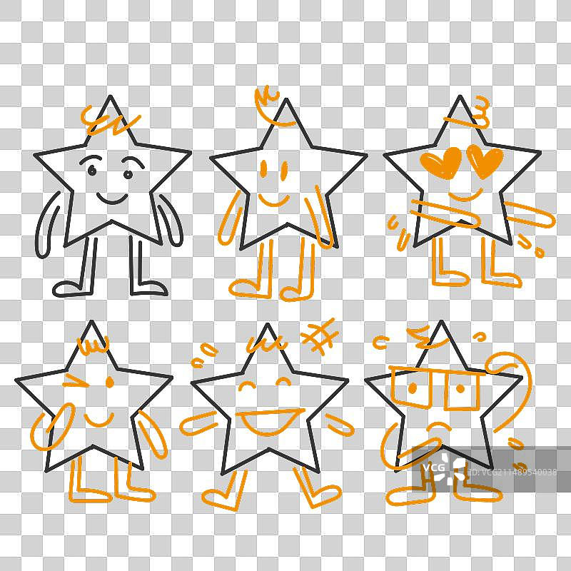 手绘涂鸦星星手势角色图片素材