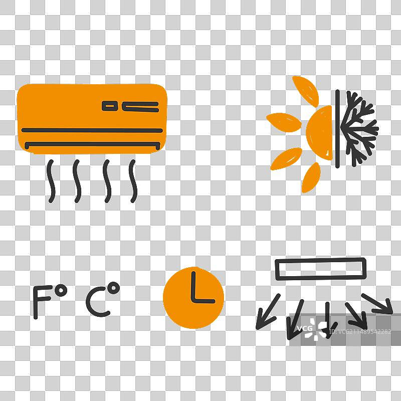 手绘涂鸦：空调相关图标图片素材