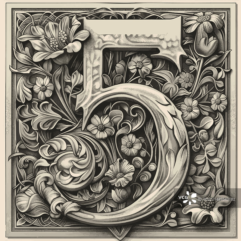 艺术复古数字5图片素材