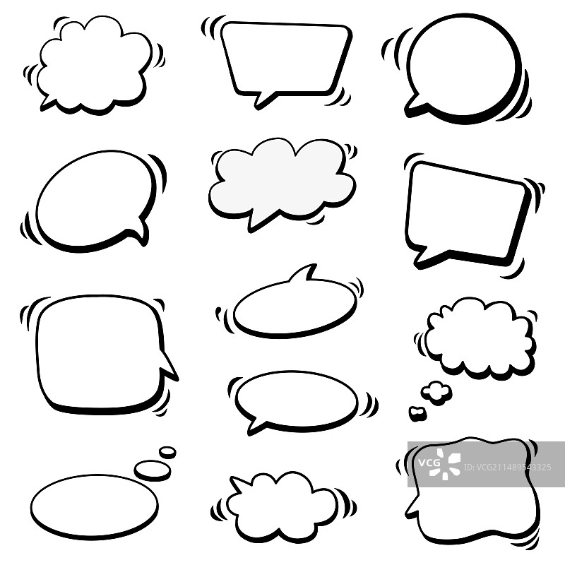 手绘文字对话气泡套装图片素材