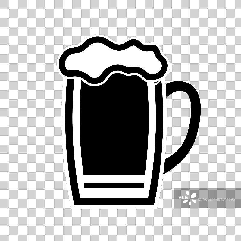 带有黑色泡沫的玻璃杯装啤酒图片素材