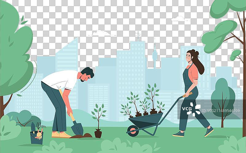 人们植树的环境关怀海报图片素材