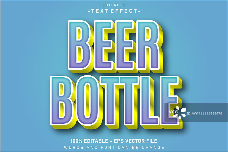 啤酒瓶可编辑文字效果3D浮雕风格图片素材