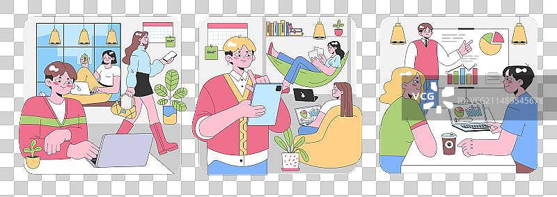 工作区集合扁平风格图片素材