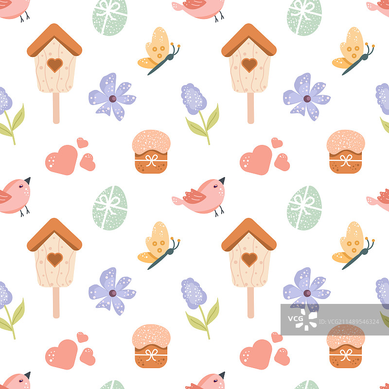 儿童欢乐复活节设计无缝图案图片素材