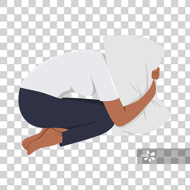 害怕沮丧的年轻女人独自躺着图片素材