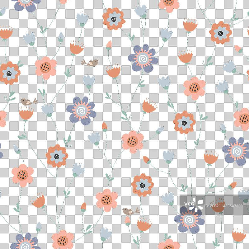 扭曲的仙女花无缝花卉图案图片素材