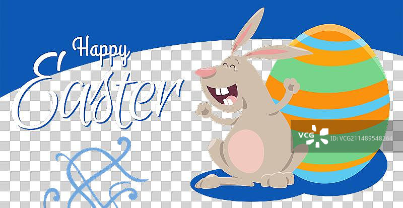 卡通复活节兔子和彩蛋贺卡图片素材