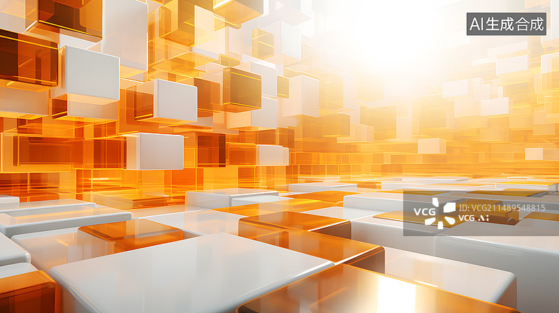 【AI数字艺术】AIGC:抽象几何形状科技未来感背景插图插画图片素材