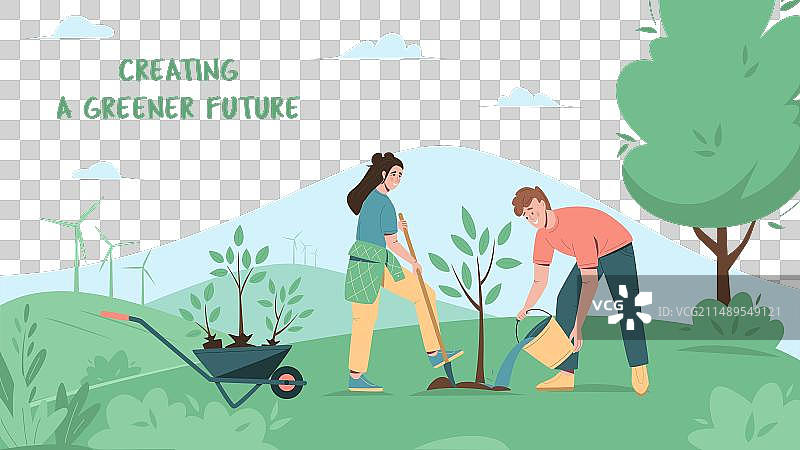 人们植树的环境关怀海报图片素材
