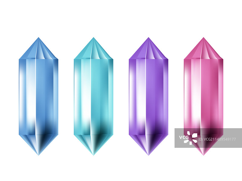 3D玻璃质感彩色水晶套装图片素材