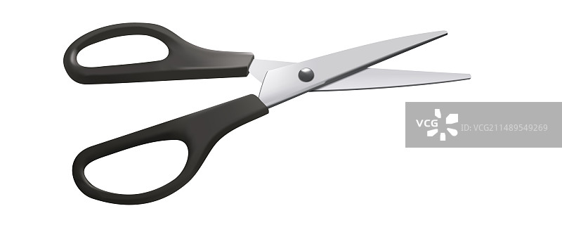 黑色手柄3D逼真剪刀图片素材
