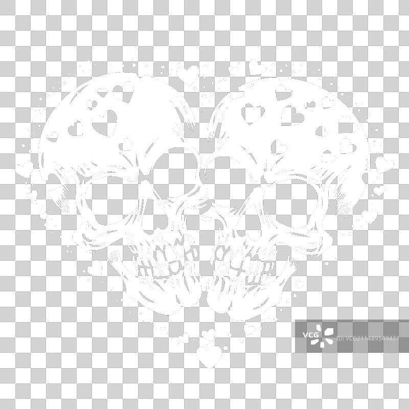 浪漫骷髅头与心形图案图片素材