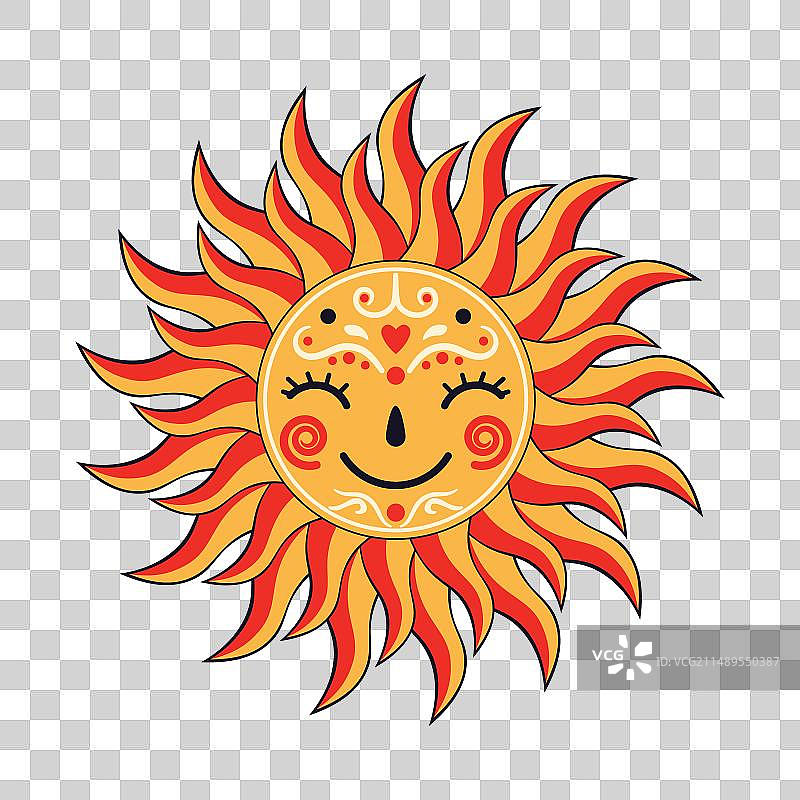 闭着眼睛微笑的太阳图片素材