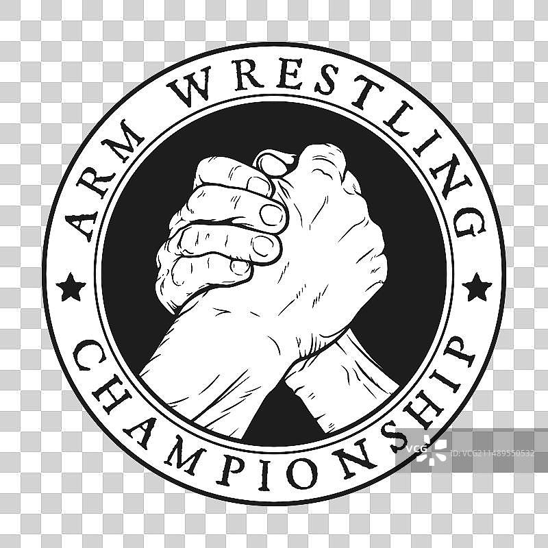 白色背景上的掰手腕锦标赛标志图片素材