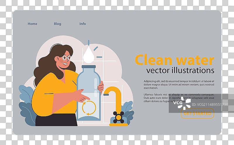 女人从水龙头倒出干净的水图片素材