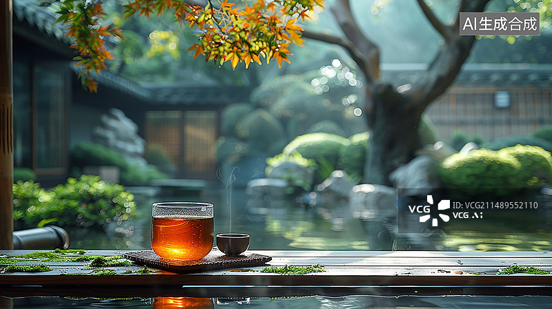【AI数字艺术】AI摄影江南庭院品茶场景摄影图片素材
